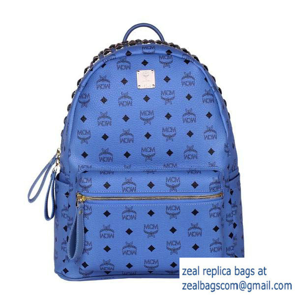 High Quality Replica Hot Sale MCM Medium Top Studs Backpack MC4232 Blue - Click Image to Close